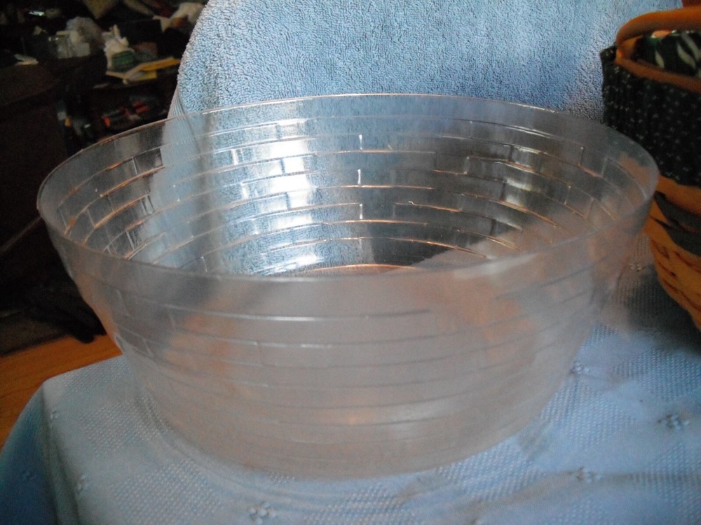 Longaberger Brown White & Green Double Handle Round Basket