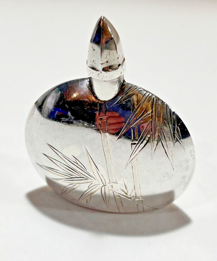 950 Silver Miniature Perfume Bottle Chased Work 13.4 Grams