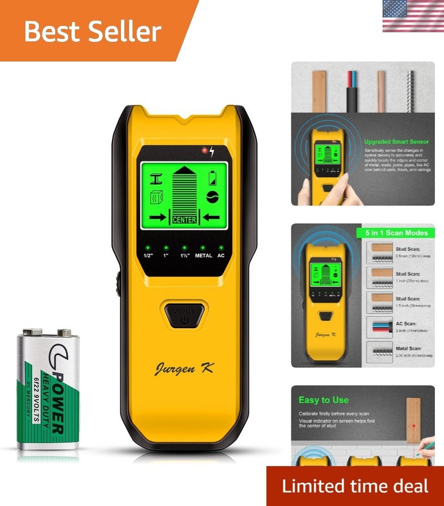 Smart Sensor Stud Finder with 5 Modes and High-Definition Display - Lemon Color