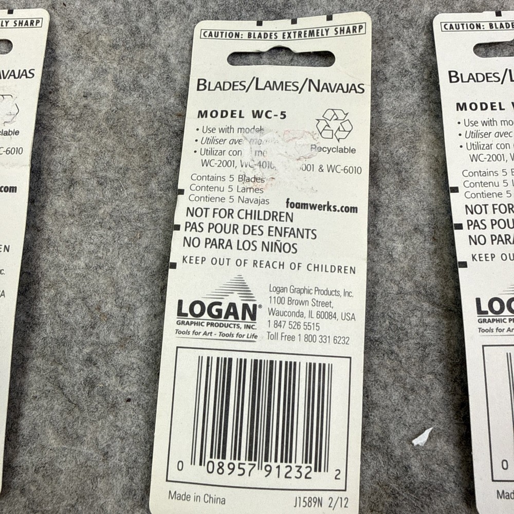 3 Packs Logan Graphic Products Model WC-5 Replacement Blades 5/Pkg