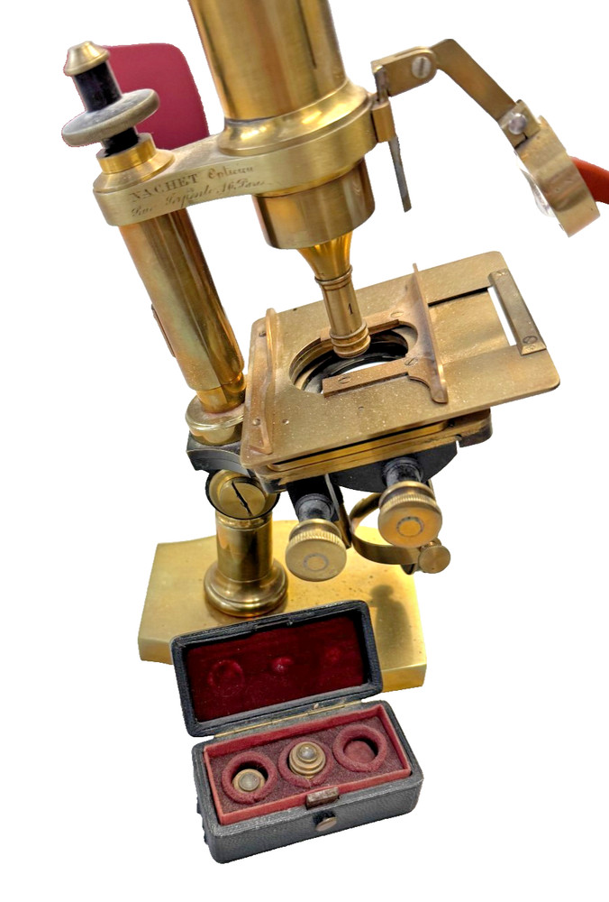 Beautiful Nachet antique brass microscope, circa 1851