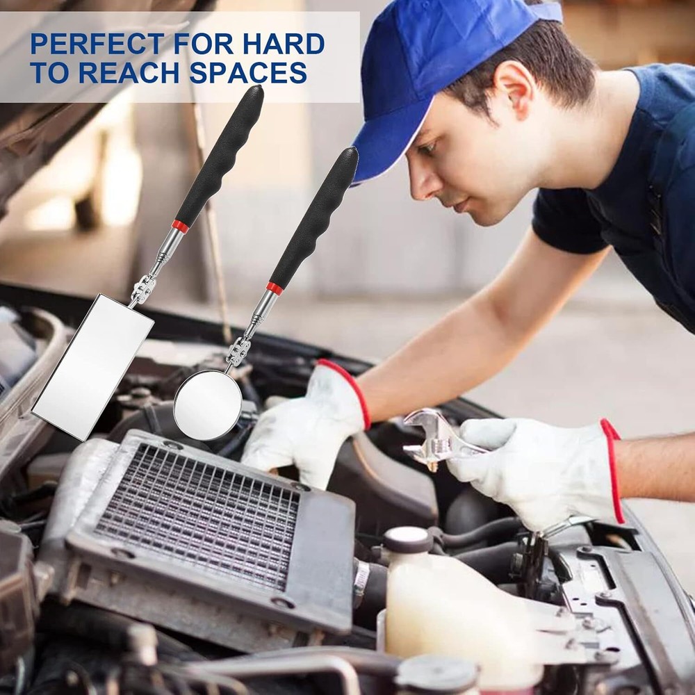 4 Pack Telescoping Inspection Mirrors Flexible Adjustable