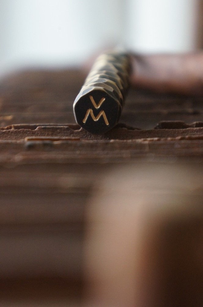Handmade Brass Cigar Pick with textured handle. Includes sheath - 5.25" long