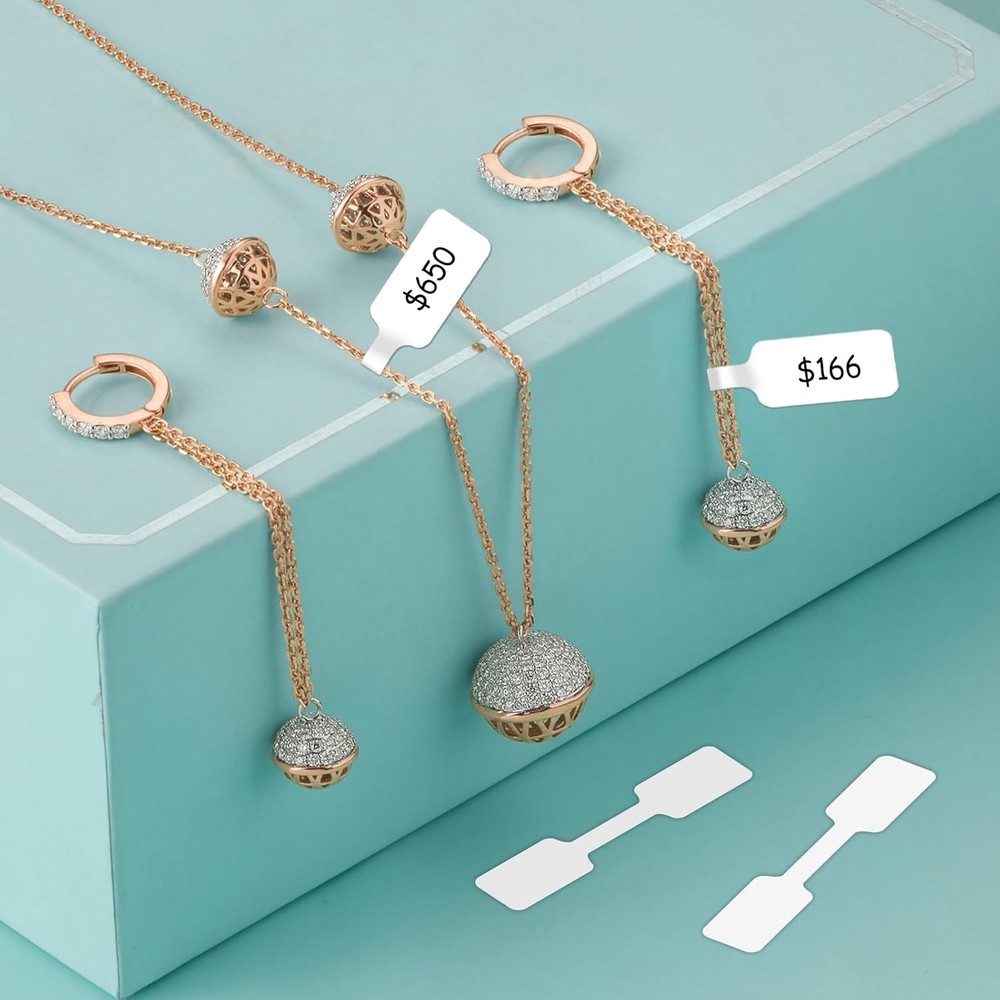 500Pcs Jewelry Price Tags: Rectangular Self-Adhesive Labels for Ring Display