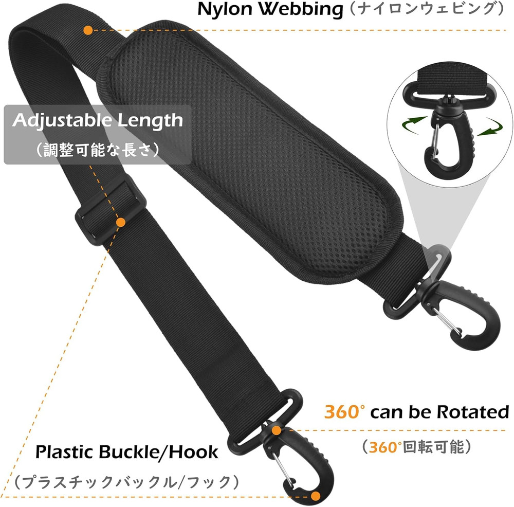 TRIWONDER Bag Shoulder Strap Replacement Adjustable Strap with Padded Metal Hook