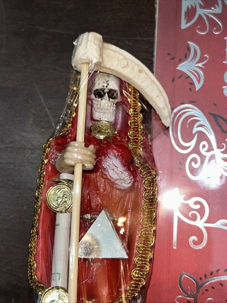 Santa Muerte Statue Red 6in With Book