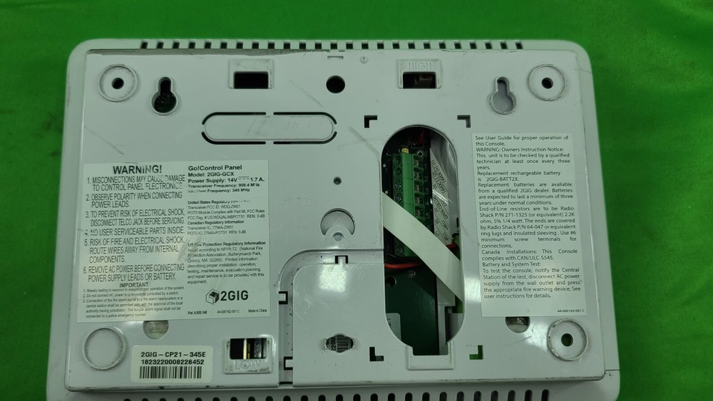 GO! CONTROL PANEL 2GIG-GCX LCD Display, Security System, No Power Supply