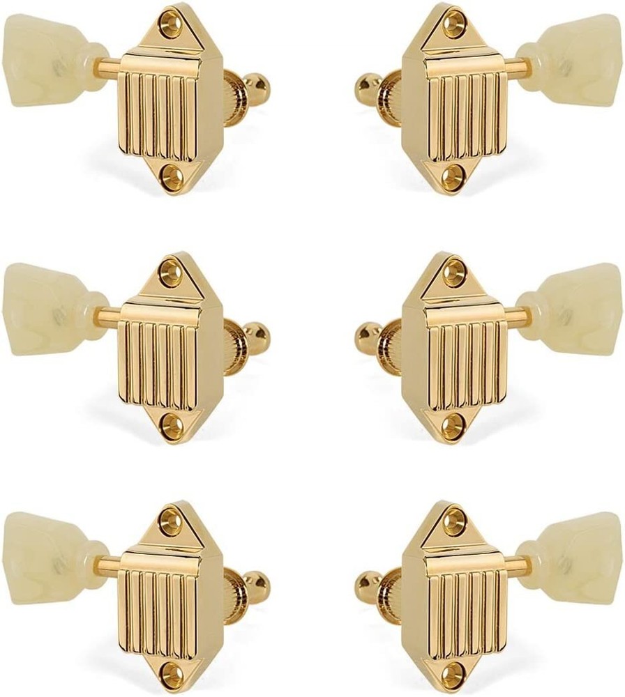 KLUSON WAFFLEBACK 3 ON SIDE GOLD - PEARLOID KEYSTONE BUTTON