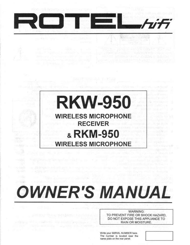 Rotel RKW-950 Microphone Receiver Owners Manual