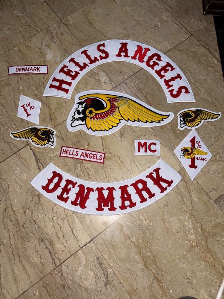 Hell Angels Denmark Biker Patch Set Skull Wing Full Back Patch MC Styl