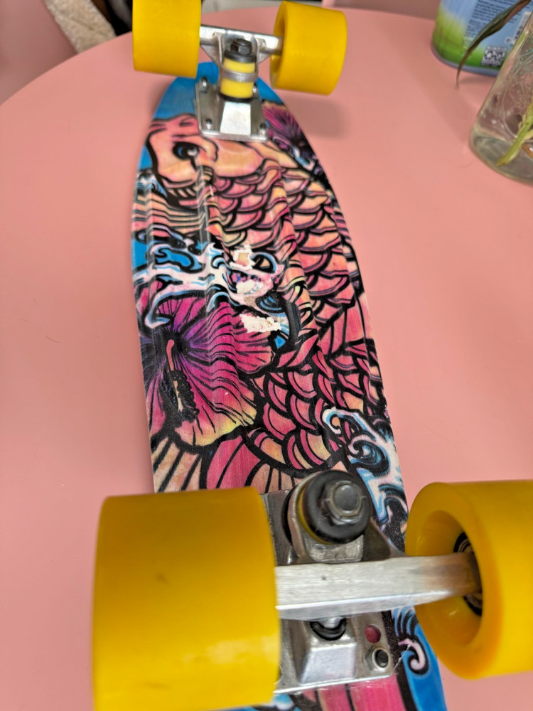 Mini Longboard Skateboard Traditional Flash Design Koi Fish