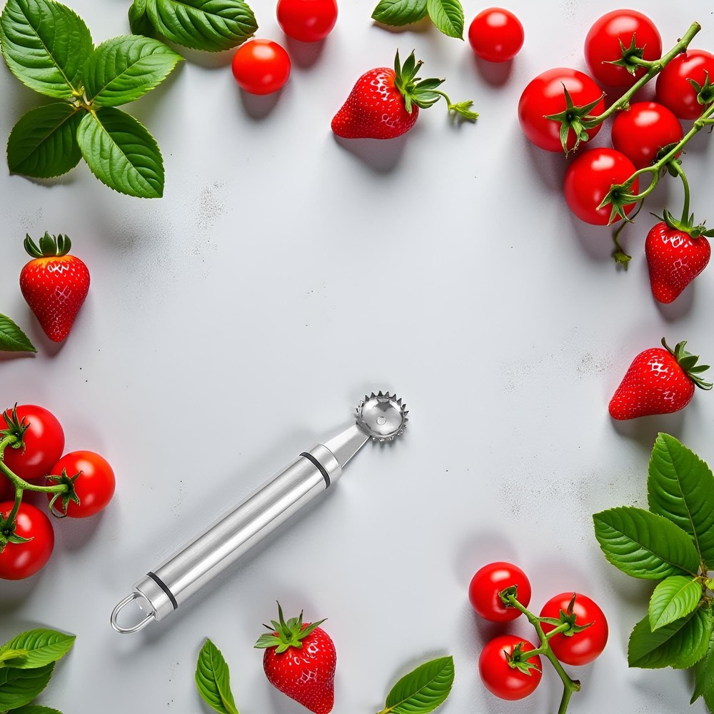 2Pcs Silver Strawberry Huller and Tomato Stem Corer Tool