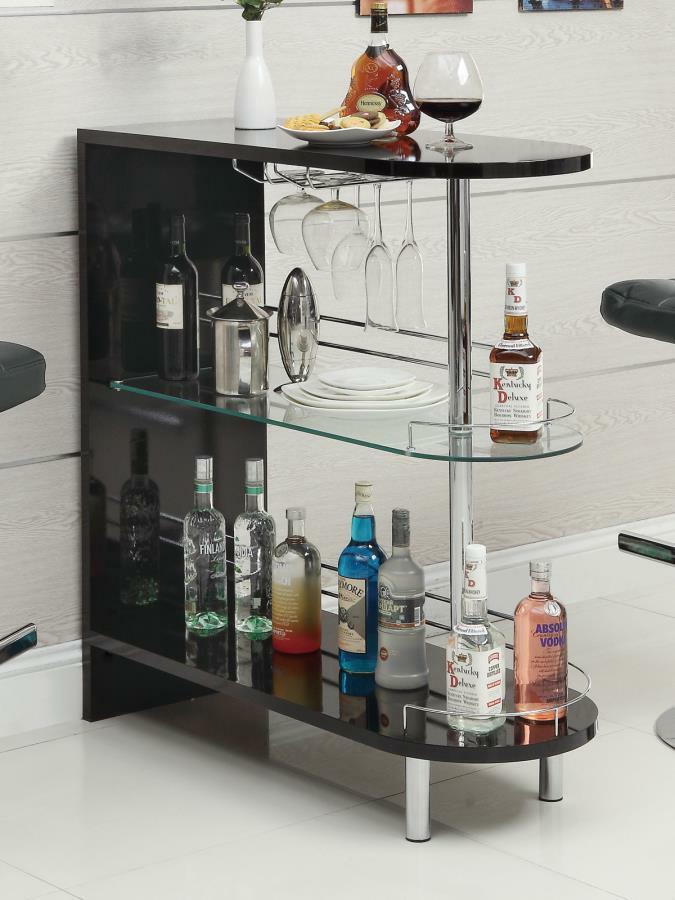 3-tier Bar Table Glossy Black and Clear