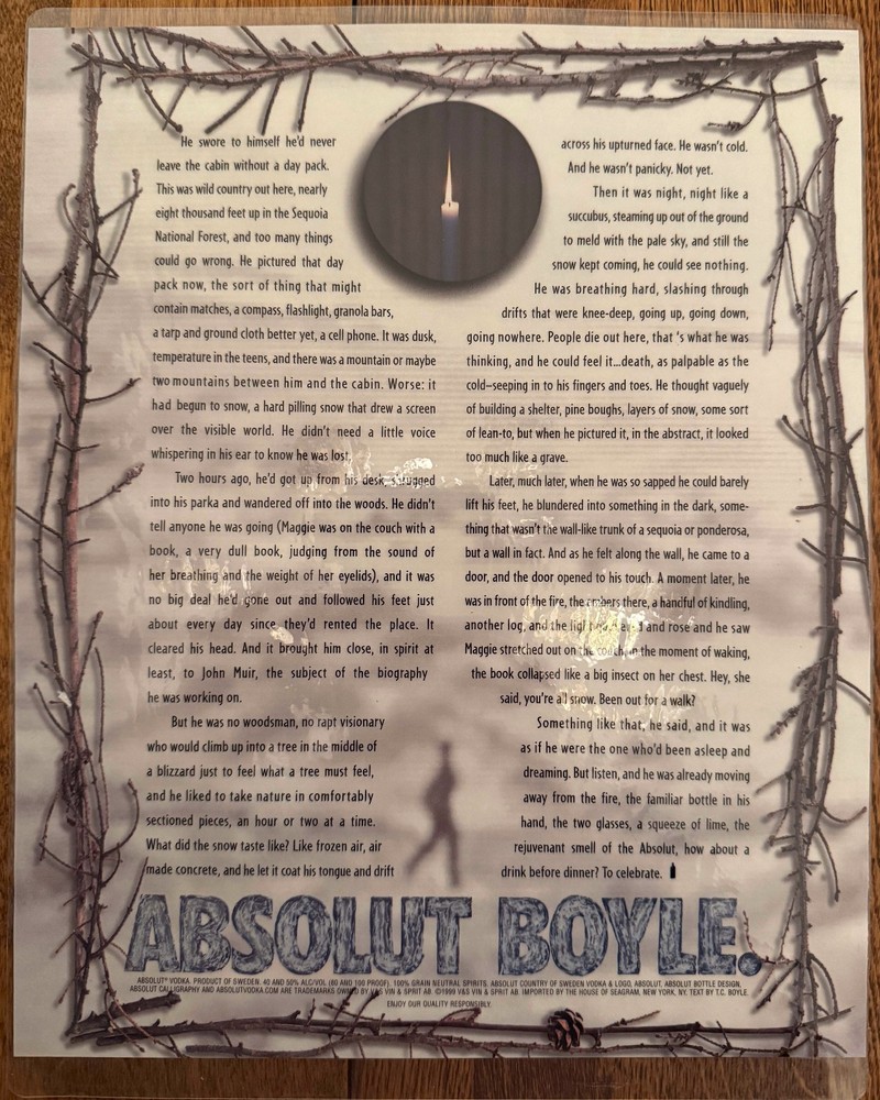 Original, vintage Absolut Boyle Vodka print ad