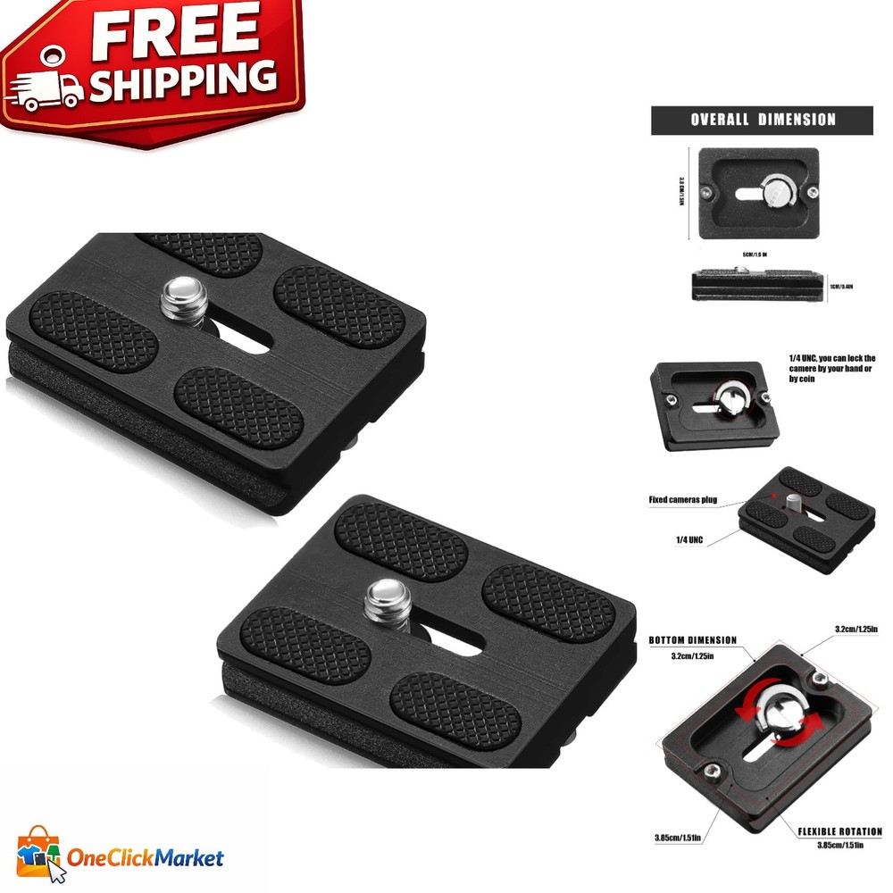 2-Pack Quick Release Plates for DSLR Tripods - Reliable and Durable