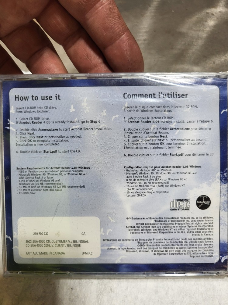 Seadoo 2003 Technical Publication Cd Rom
