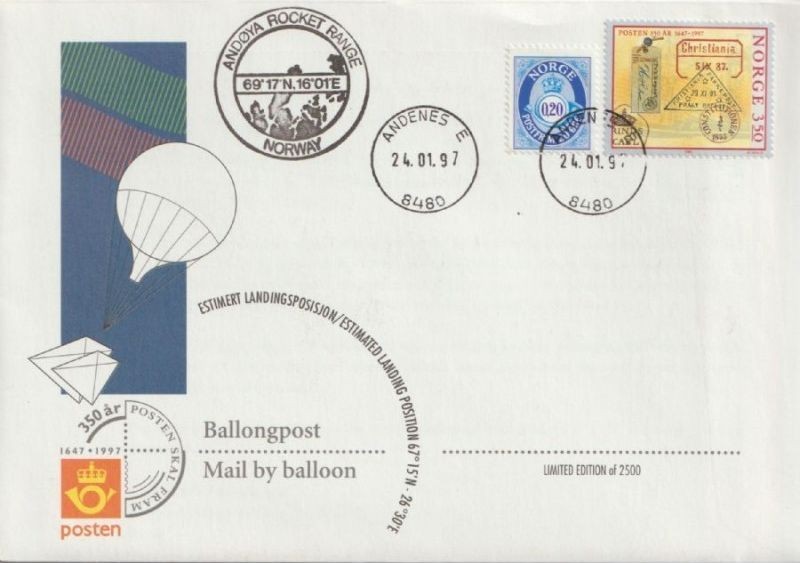 Andøya Rocket Range Balloon Post – Limited Edition – Arctic/Polar Postal History
