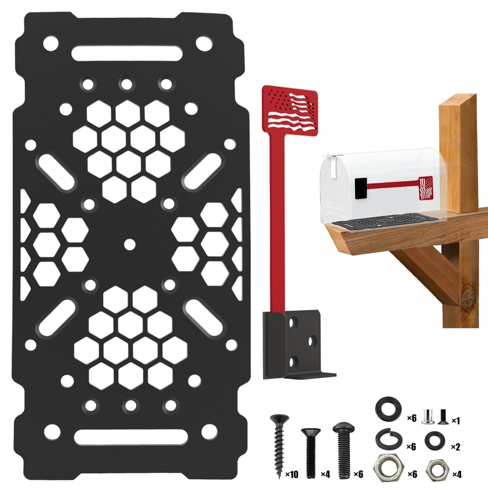 Mailbox Post Mount Brackets + Mailbox Flag, for Post Mount Mailboxes 2 PCS