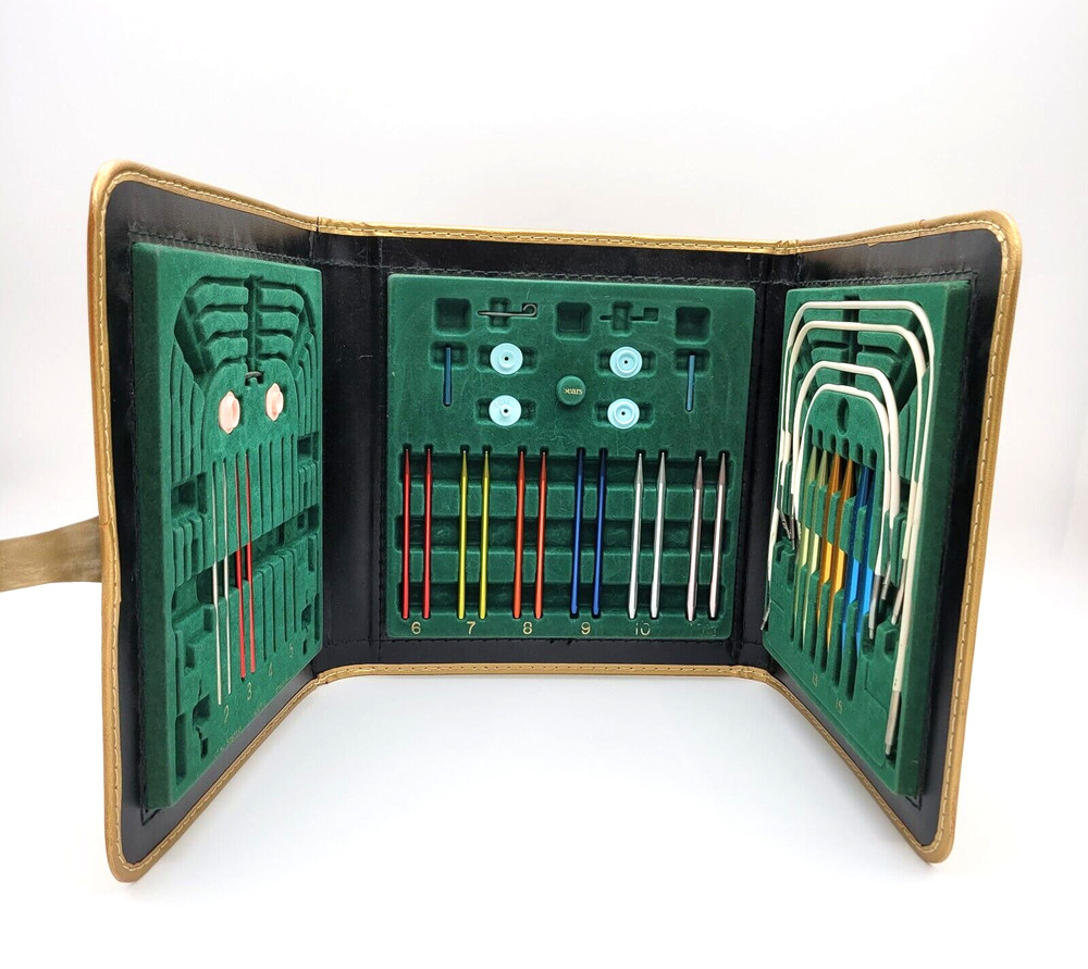 Vntg Sears Needlemaster Knitting Needle Kit Tri-Fold Case 1970's Pieces Missing