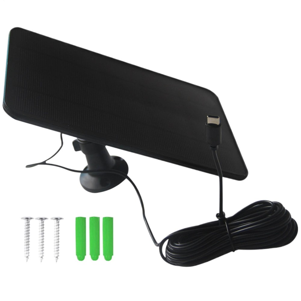 Solar Panel for Security Camera /Ring Battery Micro USB Type-C Cable Outdoor