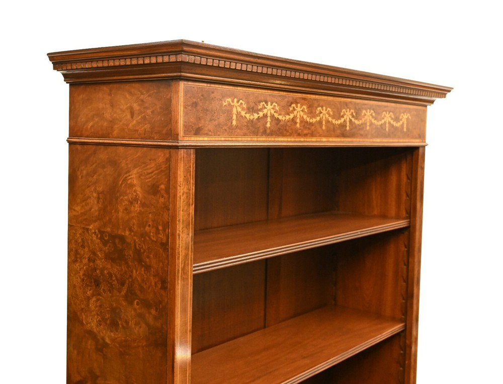 Walnut Open Bookcase - Sheraton Regency Bookcases Open Front
