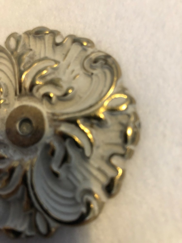 Vintage NOS Kingsley Solid Brass Cabinet Medallion Hardware -- N614