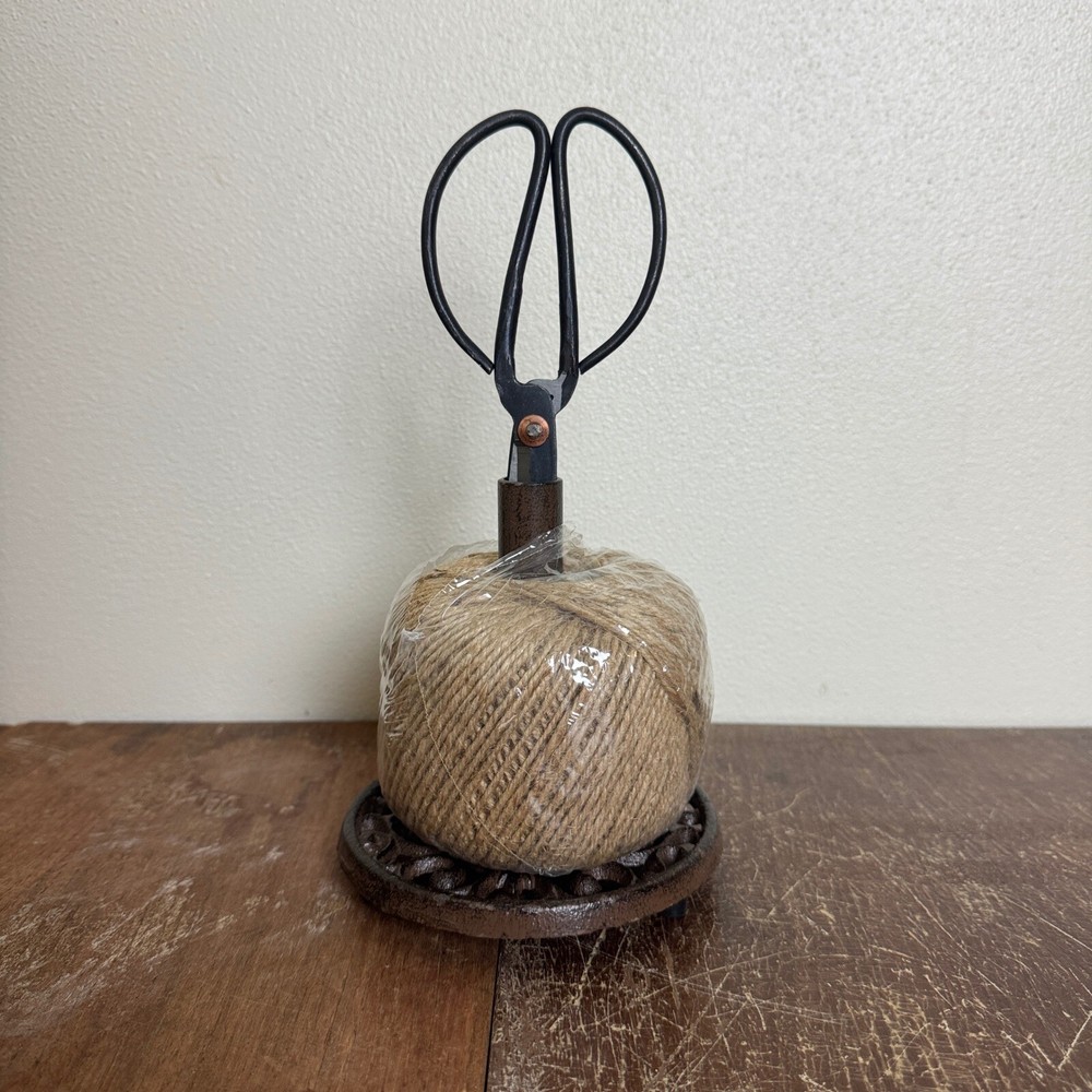 NEW Cast Metal Decorative String Twine Display Holder with Scissors