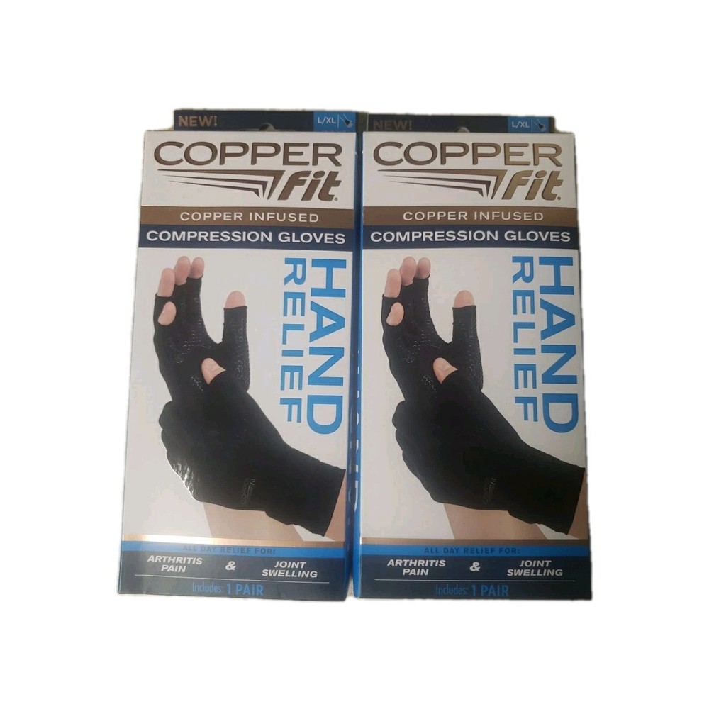 Copper Fit Two Pair Hand Relief Compression Gloves - med-small