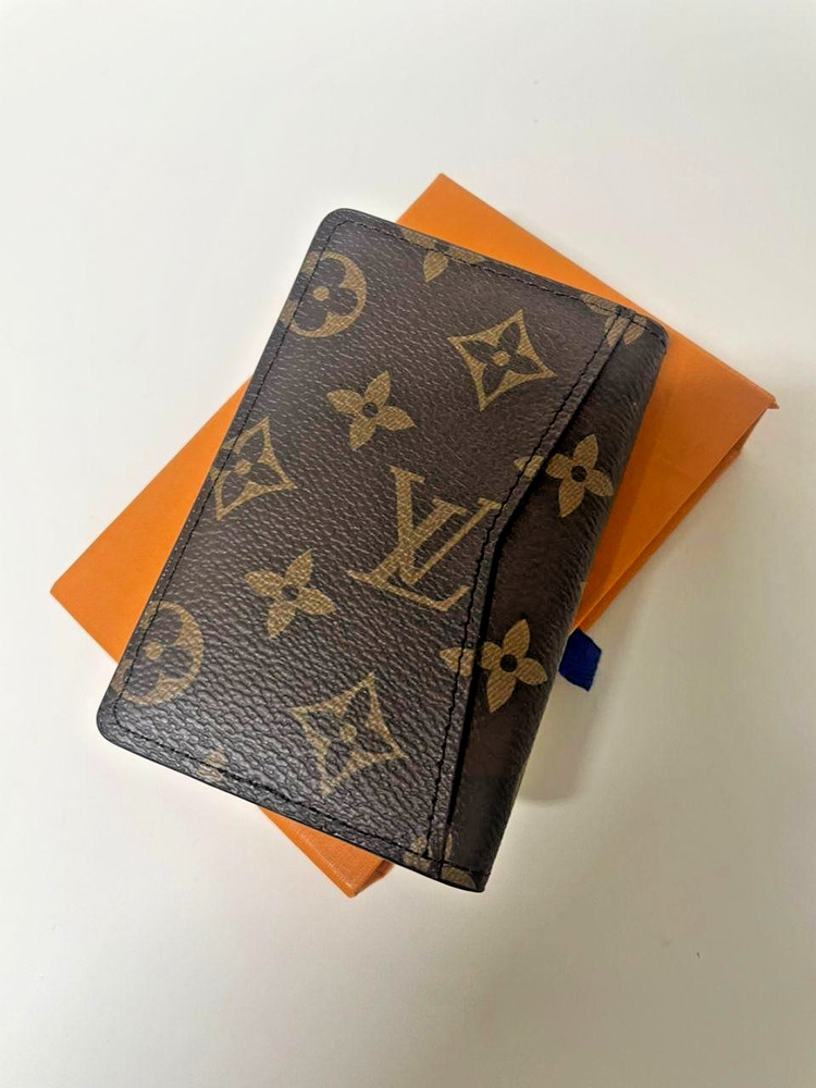 LV Louis Vuitton Pocket Organizer Monogram Eclipse Brown with box