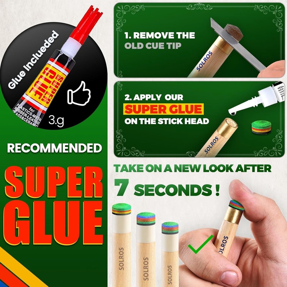 Billiard Pool Cue Tips - Pool Cue Stick Tips Replacement Repair Kit Billiard ...