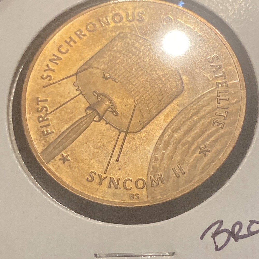 Vintage Syncom 2 Bronze Token Space Synchronous Orbit Satellite Token