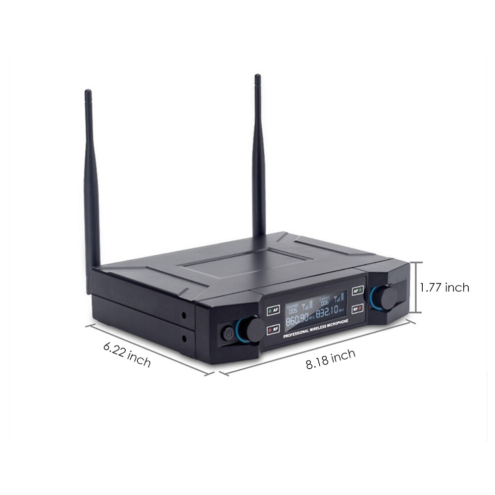 Professional 2 Channel UHF Wireless Dual Microphone Cordless Handheld Mic System