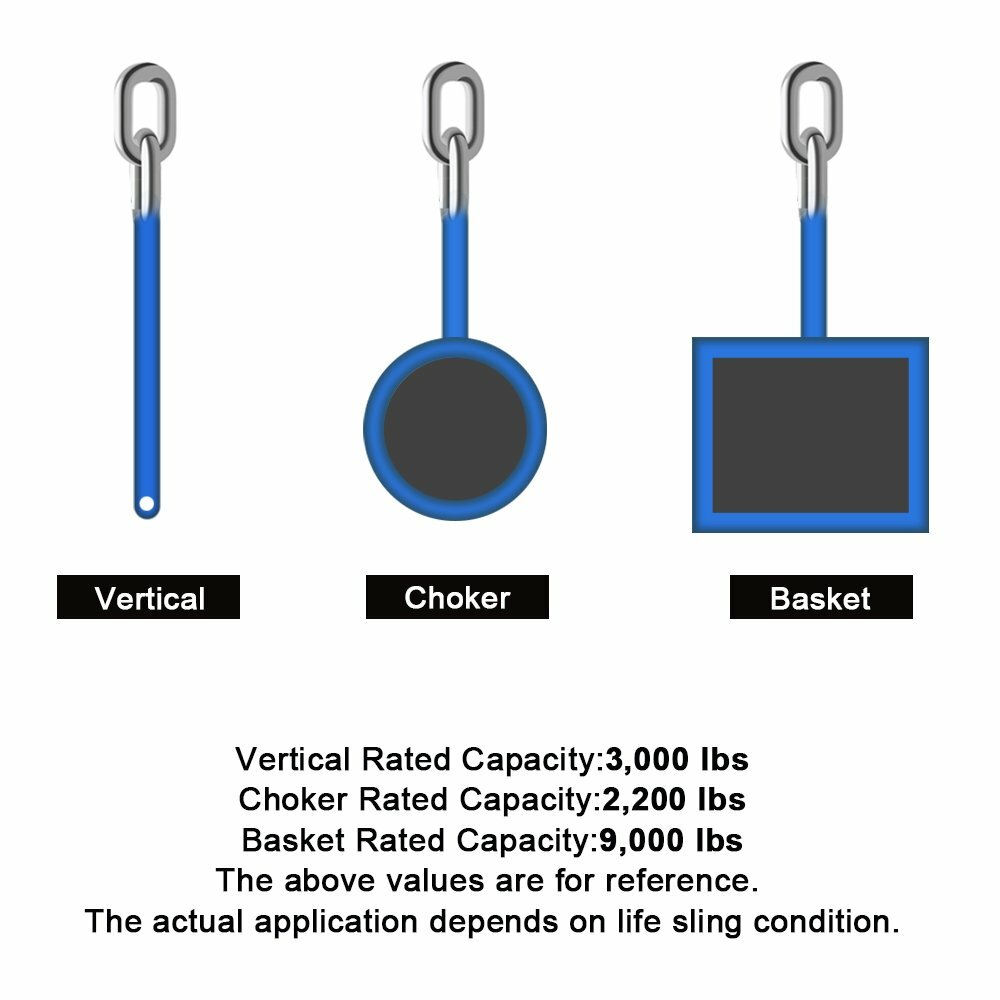 6' x 2" Blue Nylon Web Sling Lift Tow Strap Heavy Duty Polyester Web Loop Ends