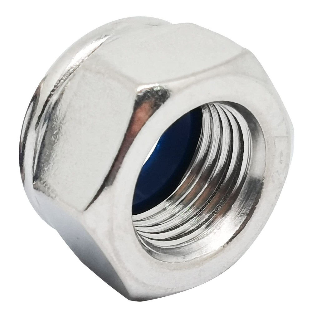 2pcs M16x1.5mm Nylon Insert Locknuts,Fine Thread Hex Nuts,304 Stainless Steel...