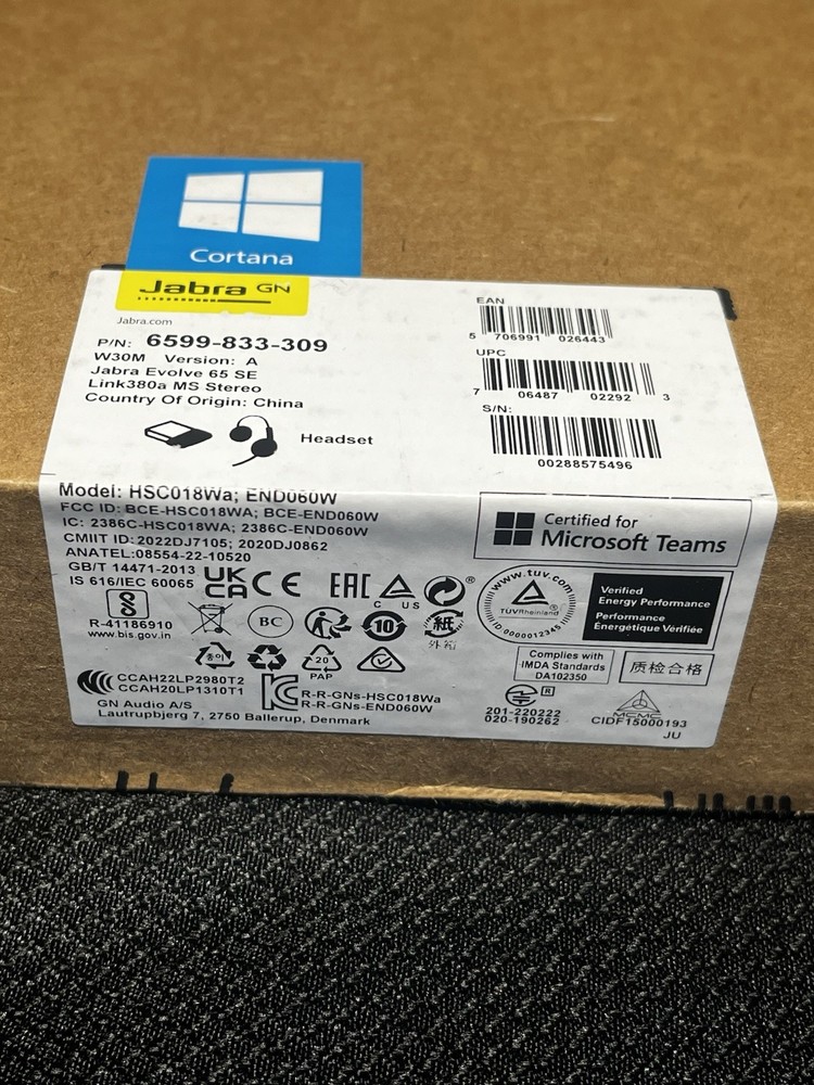 Jabra Evolve 65 Professional Wireless Headset In Box