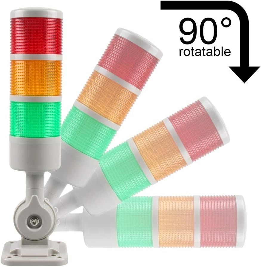 Led Signal Tower Stack Lights, 2 Layer/with Buzzer, RED/YELLOW AC 110-220V