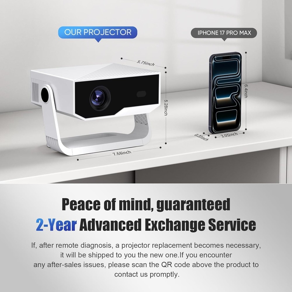 Portable Smart Projector - Native 1080P & 4K Support - Built-In Apps | Compatibl