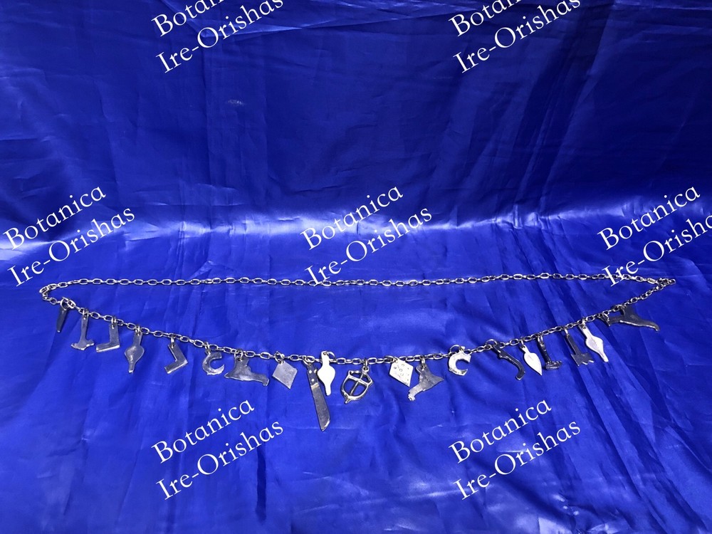 CADENA DE ACHABA PARA OGUN OGGUN SILVER COLOR RELIGION YORUBA