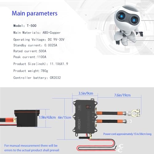 Car Battery Disconnect Switch with Mobile Control, 500A mobile control