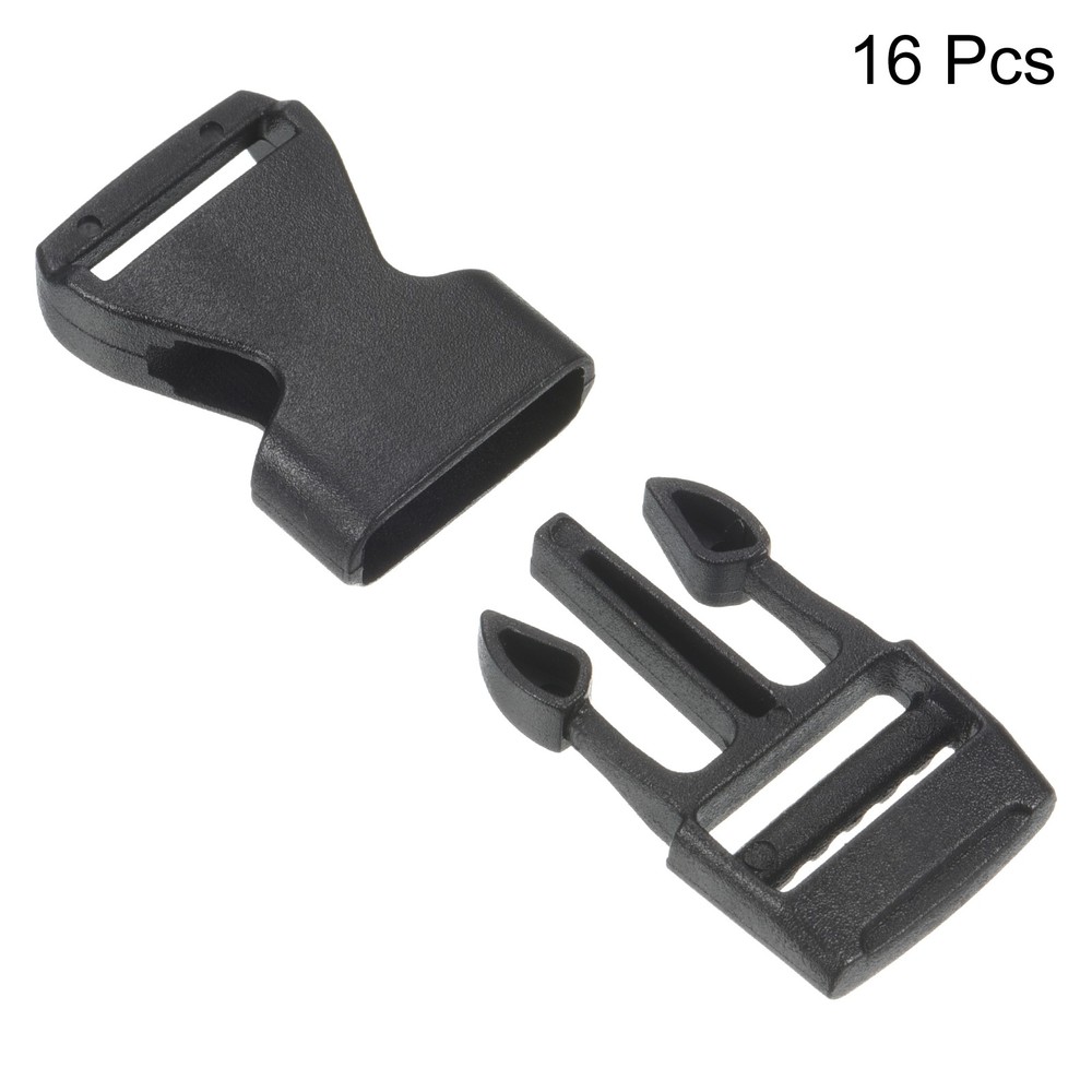 Plastic Buckles 16 Pack Quick Side Release Clips Black 16mm