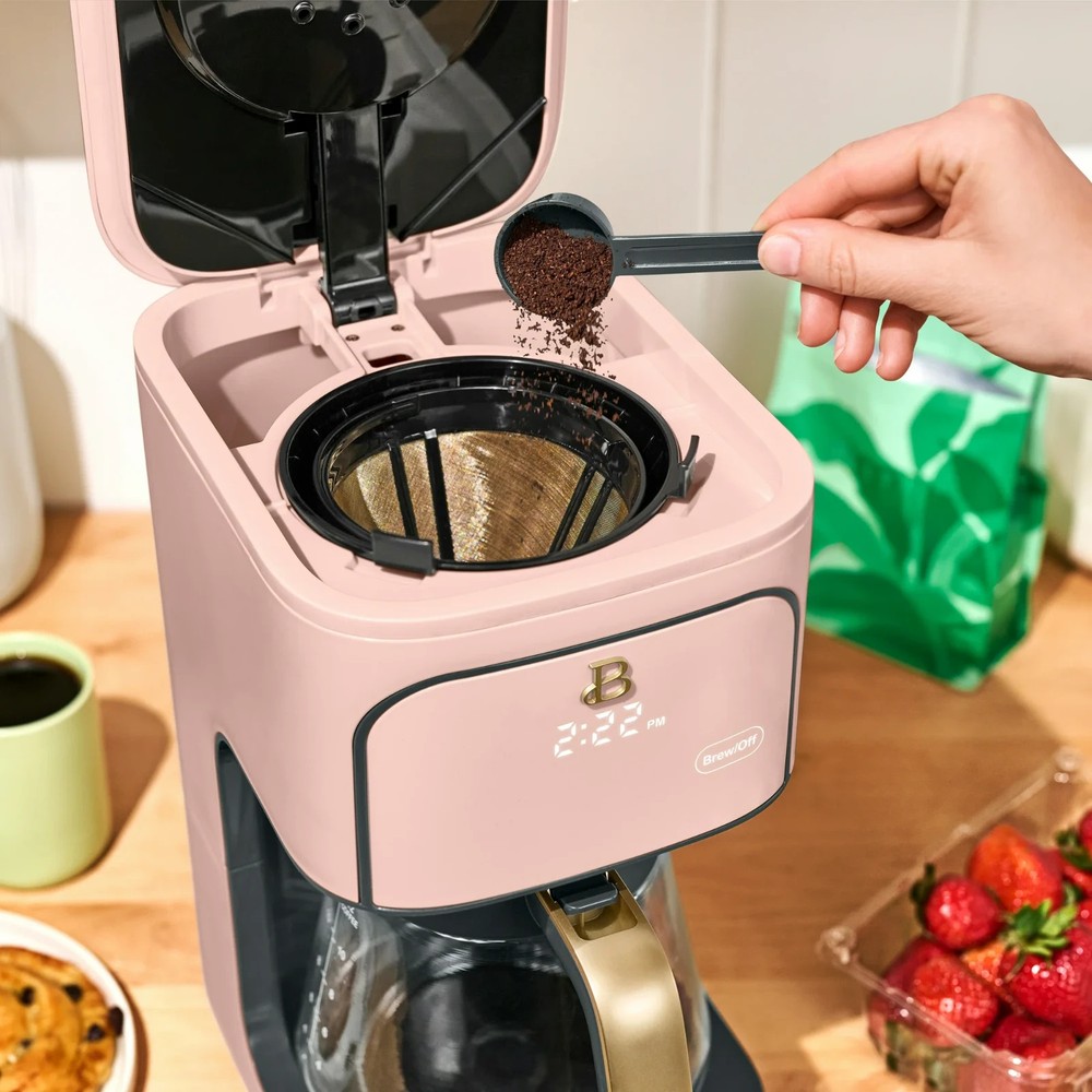 Beautiful 12 cup Programmable Coffee Maker, Rose by Drew Barrymore