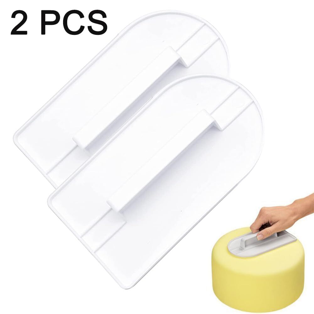 2 Pcs White Plastic Fondant Icing Smoother Polisher Icing Scraper Paddle Tool...