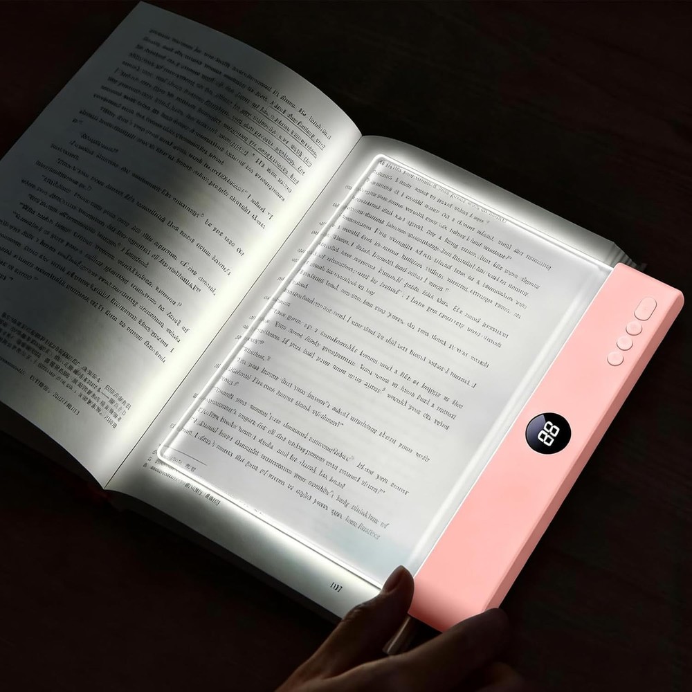 Night Reading Light: Flat Rechargeable LED Panel, 3 Colors, Timer, Eye Care
