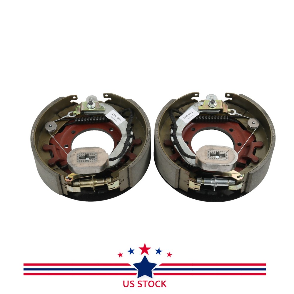 Pair Electric Trailer Brake Assembly For 10K lbs Axle w/Shields 12-1/4"x3-3/8"