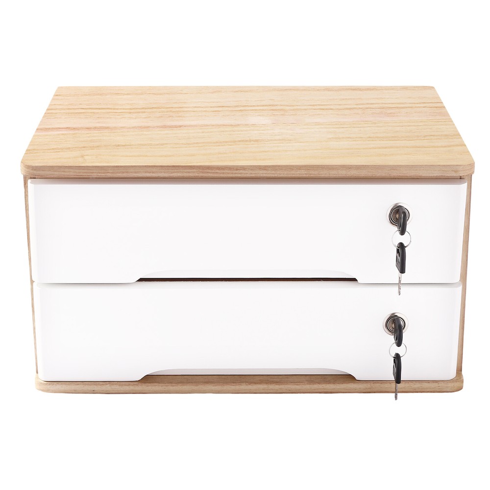 Desktop Storage Box, Desk Organizer, Desktop Storage Box with Lockable Drawers
