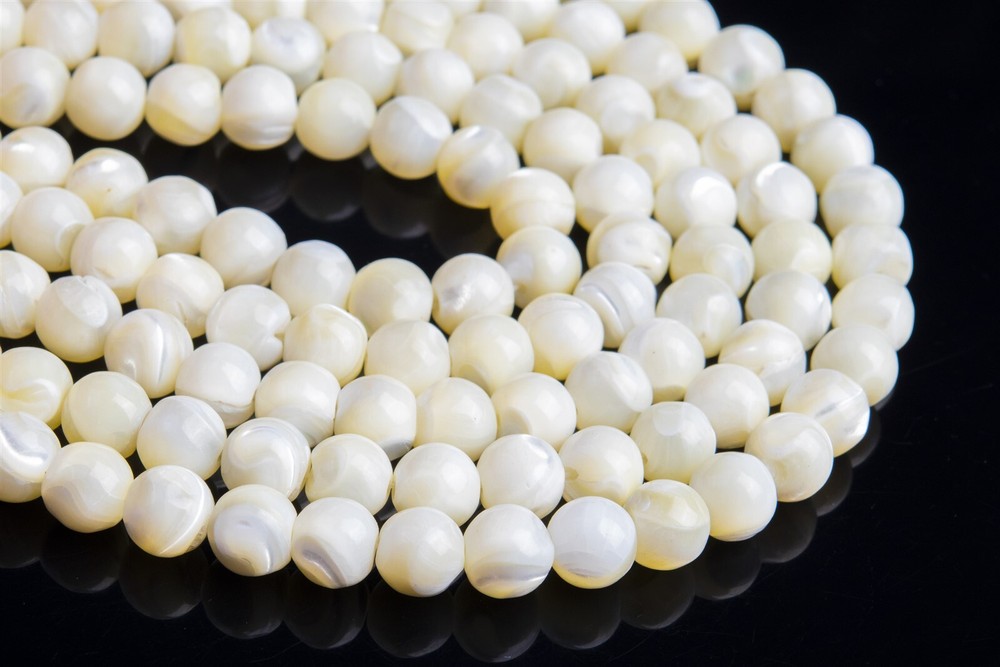 7-8MM White Trochidae Shell Beads Round Gemstone Loose Beads