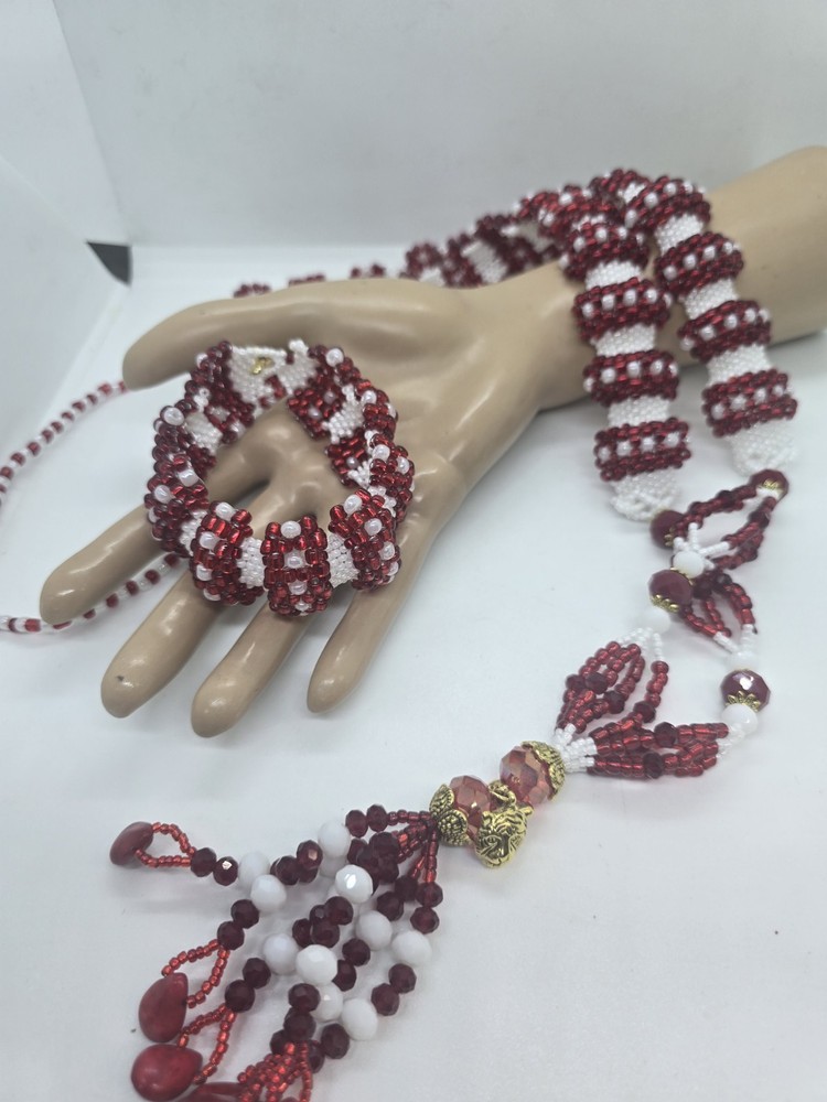 Set de collar e idde orisha Chango Deluxe Tejido