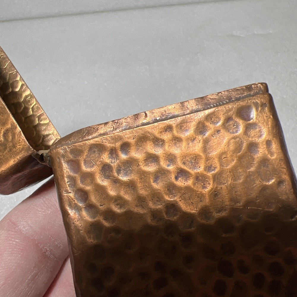 ANTIQUE AESTHETIC GORHAM HAMMERED COPPER CIGARETTE CASE BOX HINGED LID