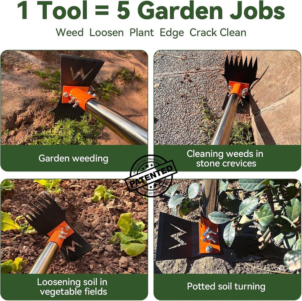 3-in-1 Garden Hoe & Weed Puller with 60" Telescoping Handle + Shears