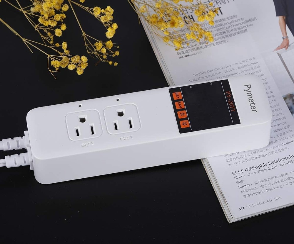 Digital Temperature Controller Dual Probe Reptile Thermostat Controlled White